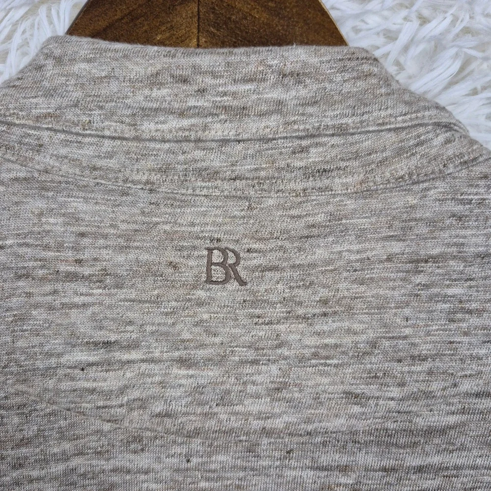 Banana Republic Mens Linen Resort Camp Shirt Beige Short Sleeve Button Down M